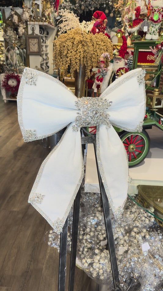 24” White Bling Bow Crystal