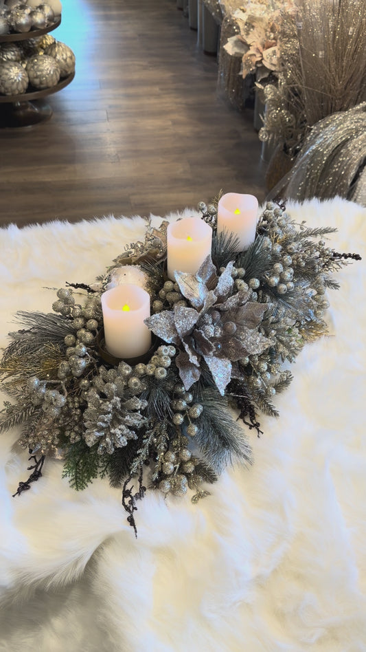 32”x18”x9” Candleholder, Platinum