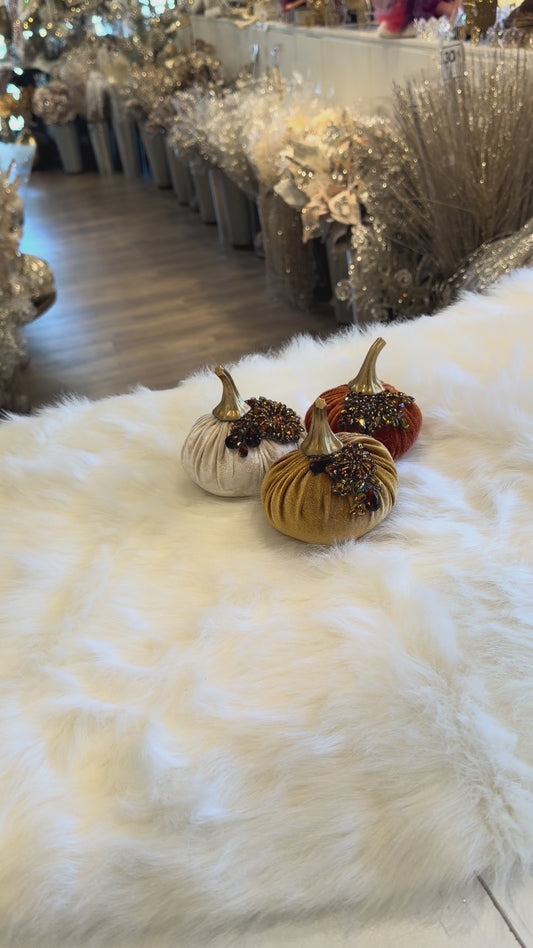 (Set of 3) 4” Gem Pumpkins Multicolor