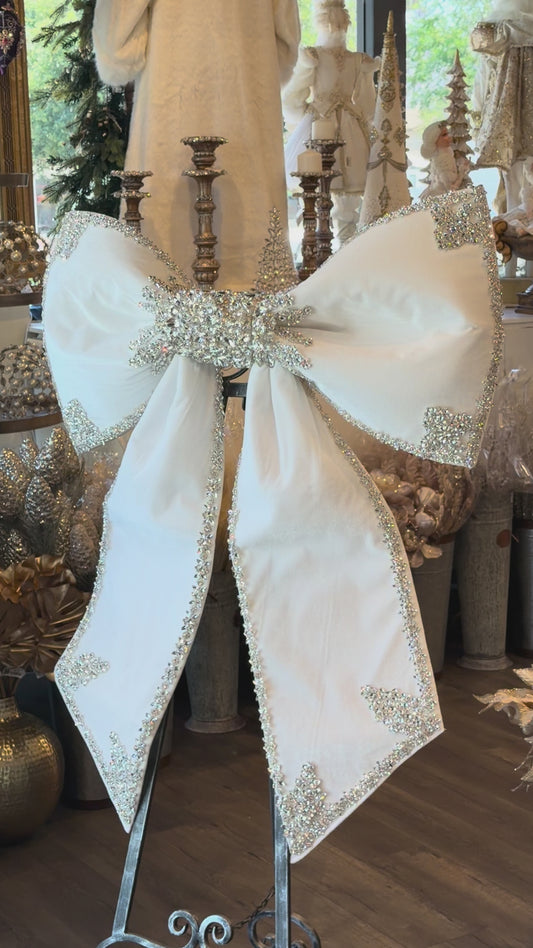 48” White Bling Bow Exquisite