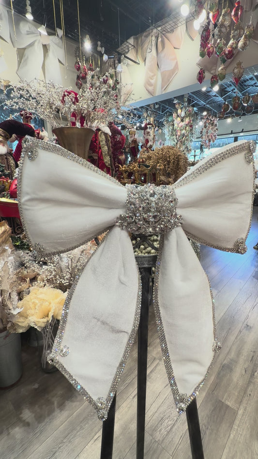 24” White Bling Bow Glamour