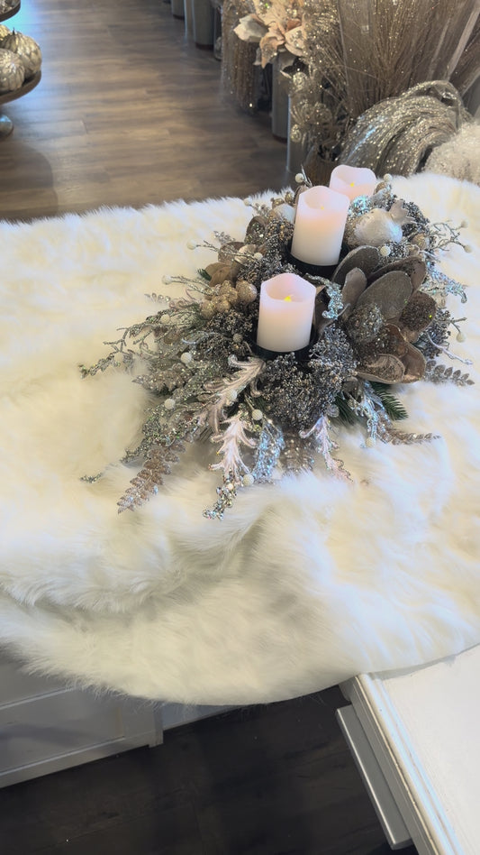 32”x18”x9” Candleholder, Platinum