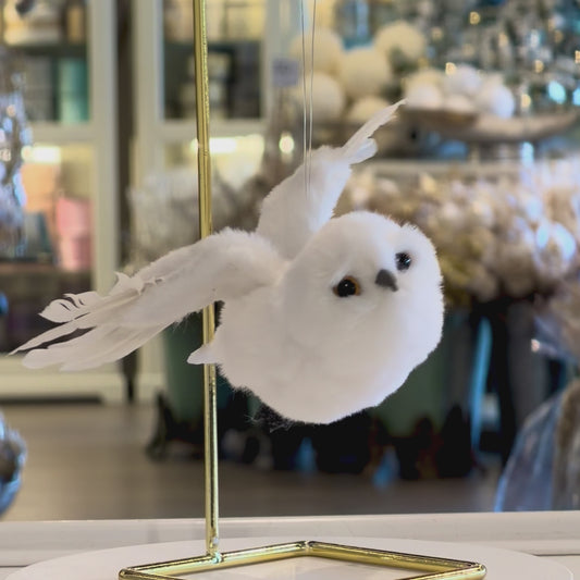 8" Flying White Owl Ornament
