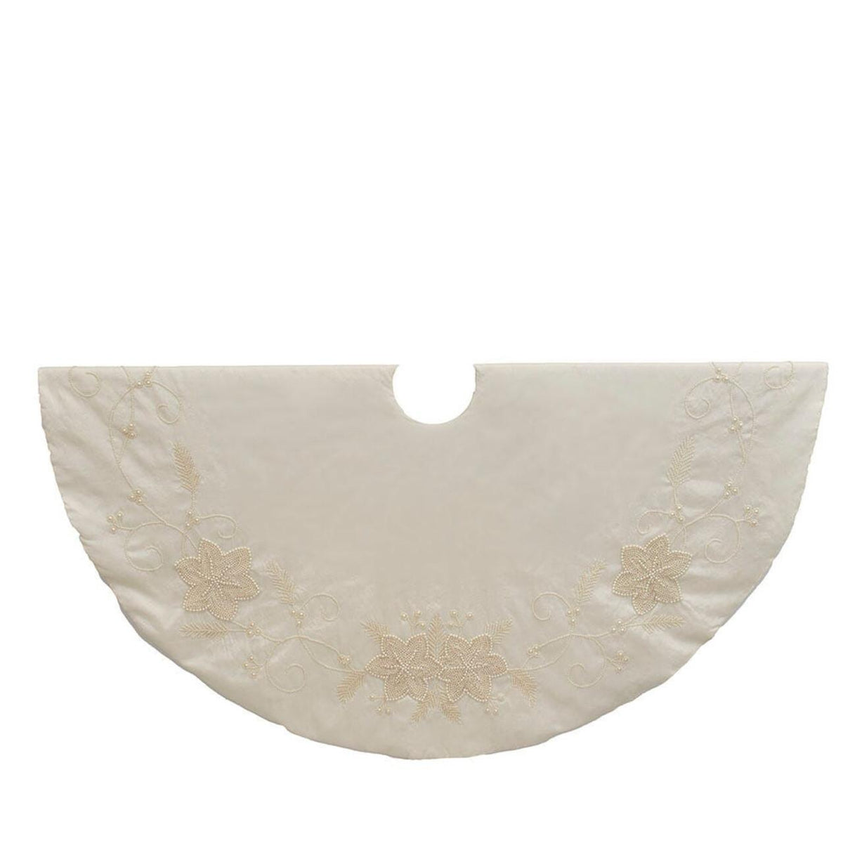 54" Tree Skirt Ivory Pearl Beads