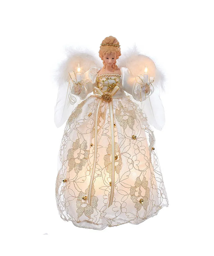 12" LED Angel Treetop 10-Light Ivory & Gold