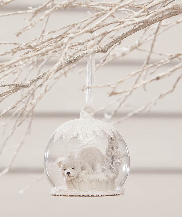4" Polar Bear Globe Glass Ornament